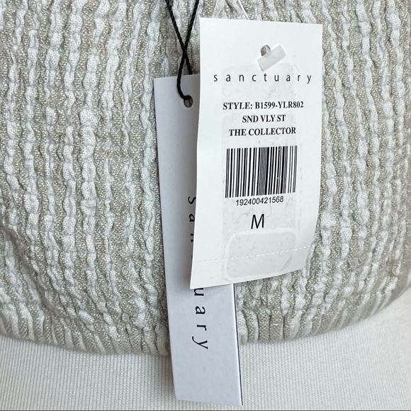 Sanctuary Bustier Linen Blend Stripe Crop Top with Smocked Back - Picture 6 of 9